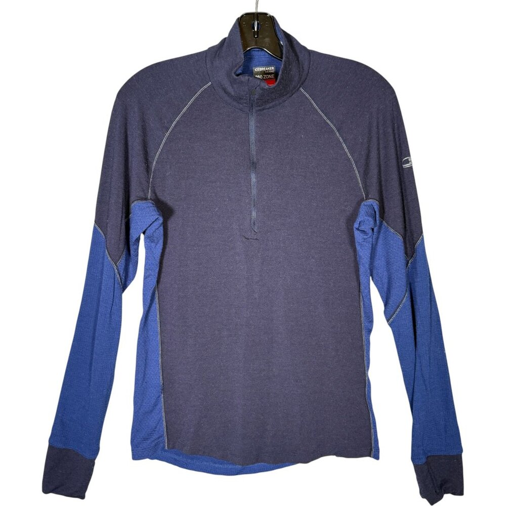 Icebreaker Men's Bodyfit 260 Merino Wool Quarter Zip Blue Hiking Outdoors M